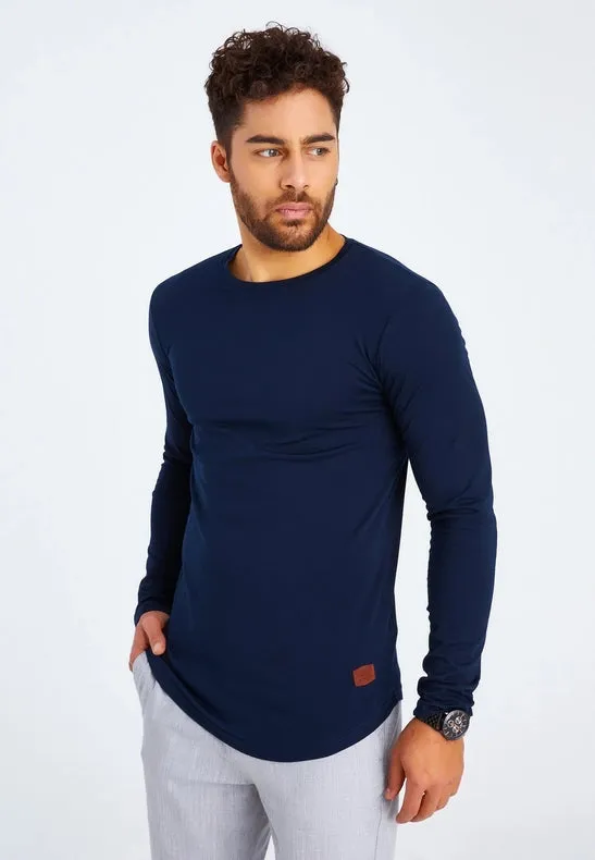 Men's V-Neck Longsleeve Dark blue