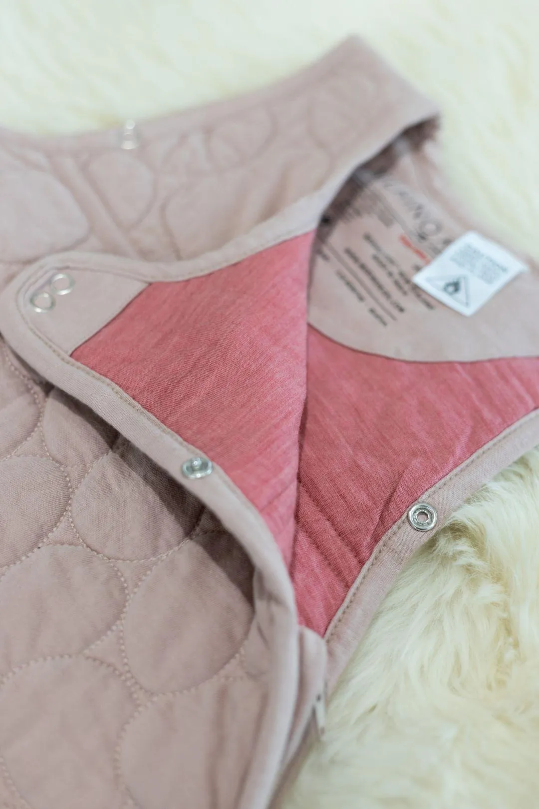 Merino Kids Go Go Sleeping Bag - Winter Weight - Quilted Riverstone - Misty Rose