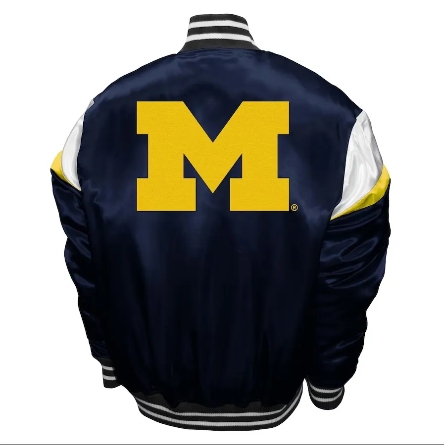 Michigan Wolverines Power Satin Full-Snap Jacket - Navy