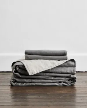 Mineral & Fog 100% French Flax Linen Quilt Set