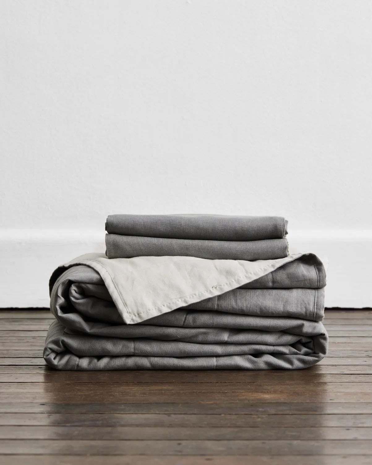 Mineral & Fog 100% French Flax Linen Quilt Set