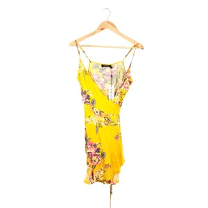 MINKPINK TOKYO YELLOW FLORAL WRAP DRESS