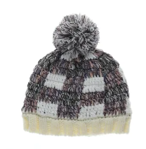 Mixed Check Knit Pom Hat