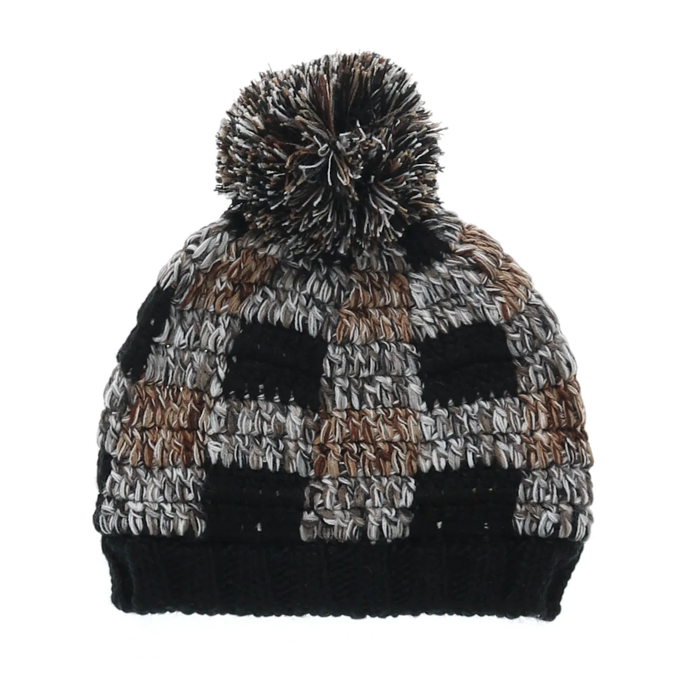 Mixed Check Knit Pom Hat