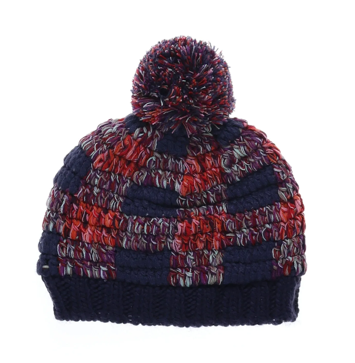 Mixed Check Knit Pom Hat