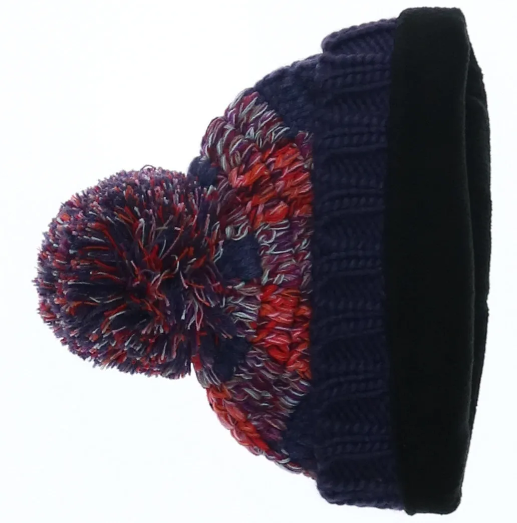 Mixed Check Knit Pom Hat
