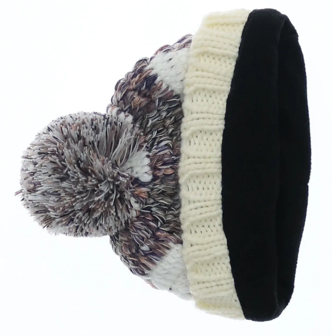 Mixed Check Knit Pom Hat