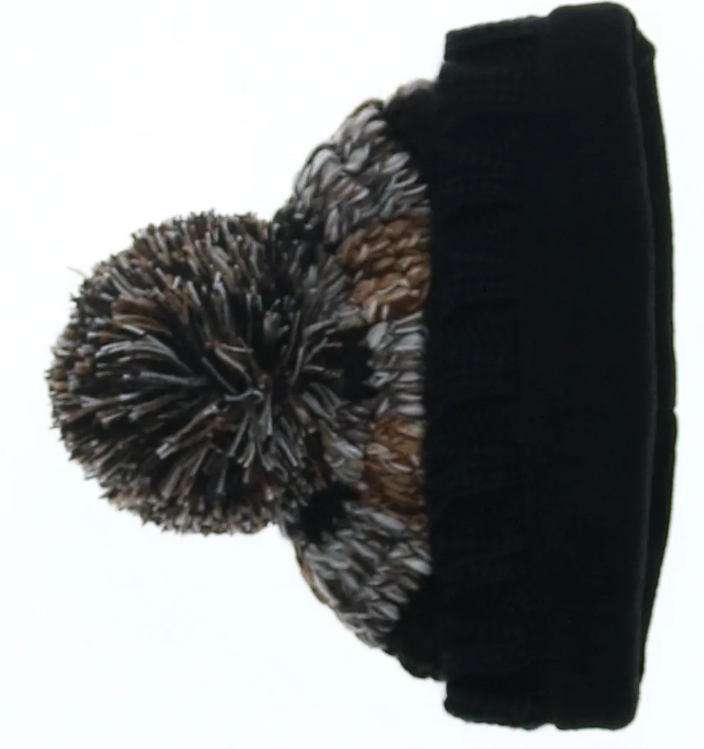Mixed Check Knit Pom Hat