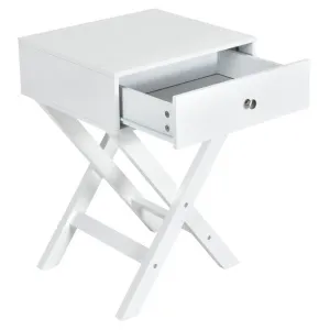 Modern X-Shaped Nightstand with Drawer for Living Room Bedroom