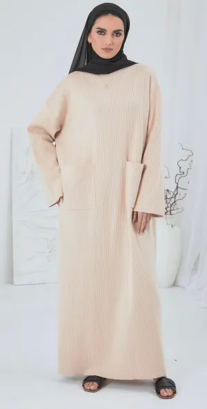 Modest Jumper Dress - Nude
