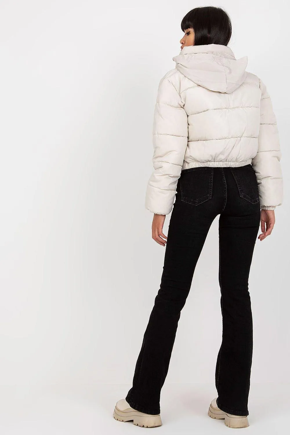 NM long sleeves short zippered quilted jacket