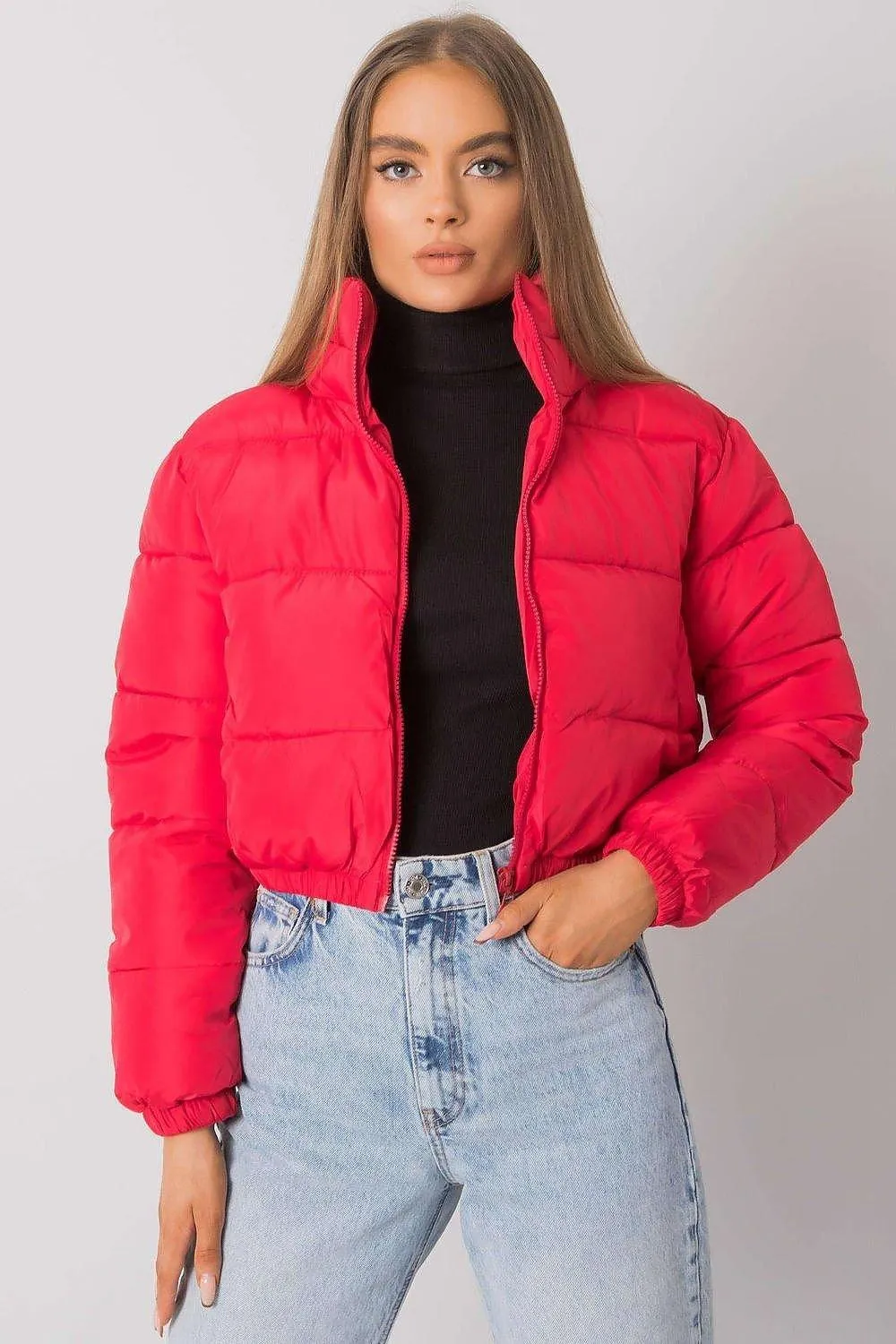 NM long sleeves short zippered quilted jacket