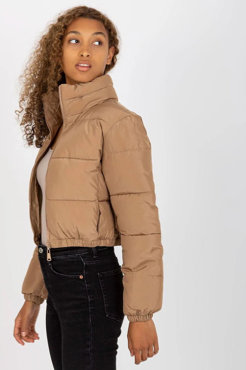 NM long sleeves short zippered quilted jacket