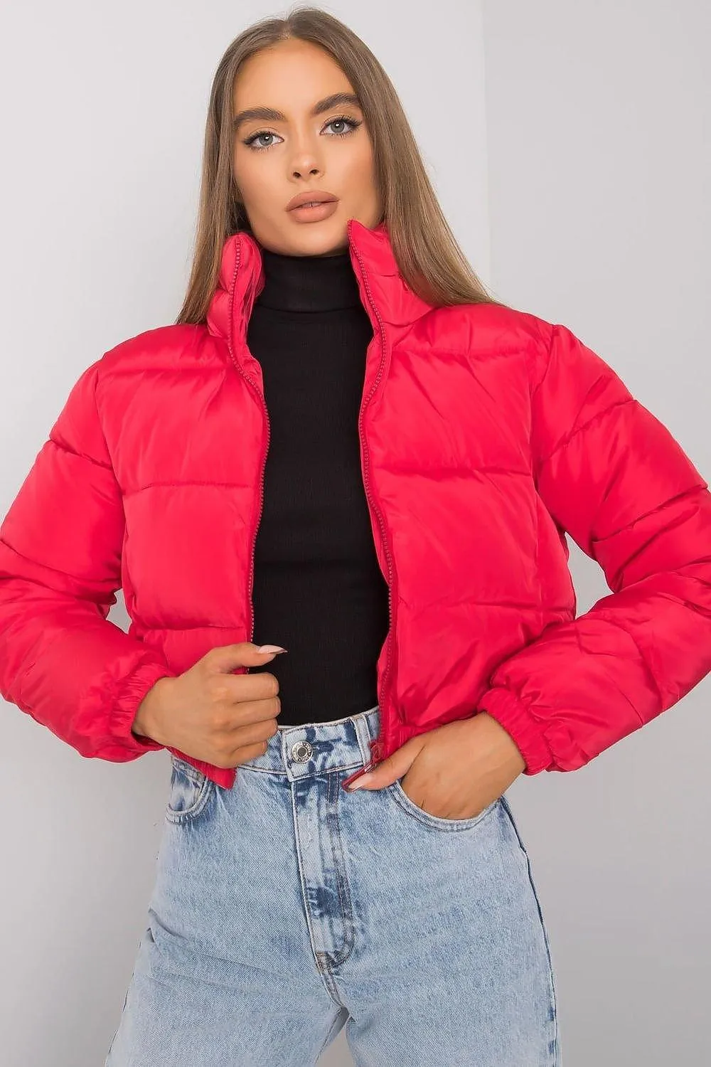 NM long sleeves short zippered quilted jacket