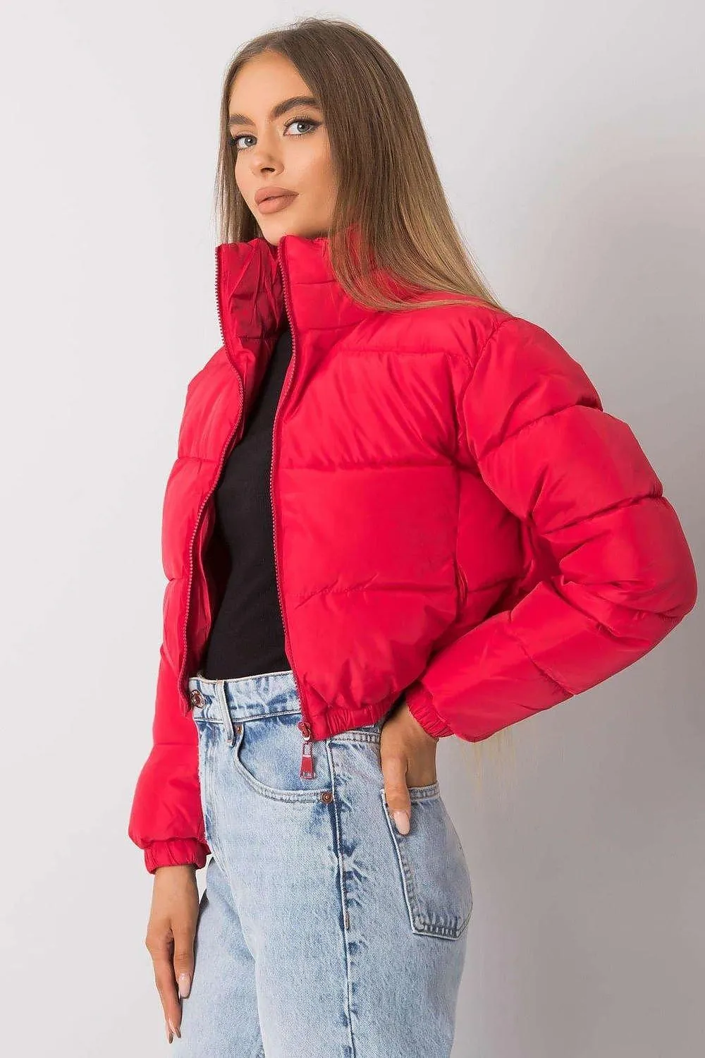 NM long sleeves short zippered quilted jacket