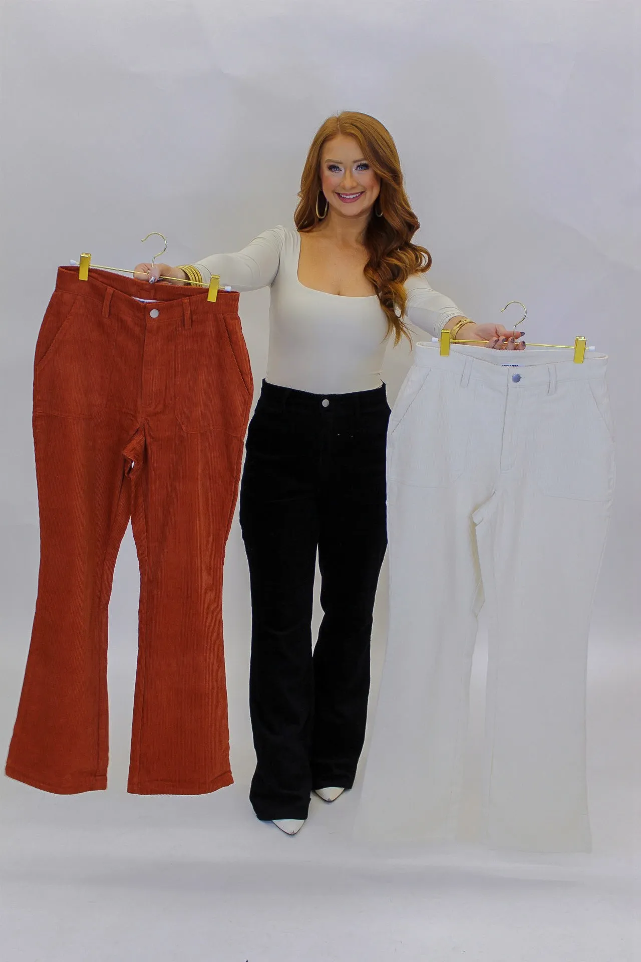 Noca Corduroy Flare Pants-Black