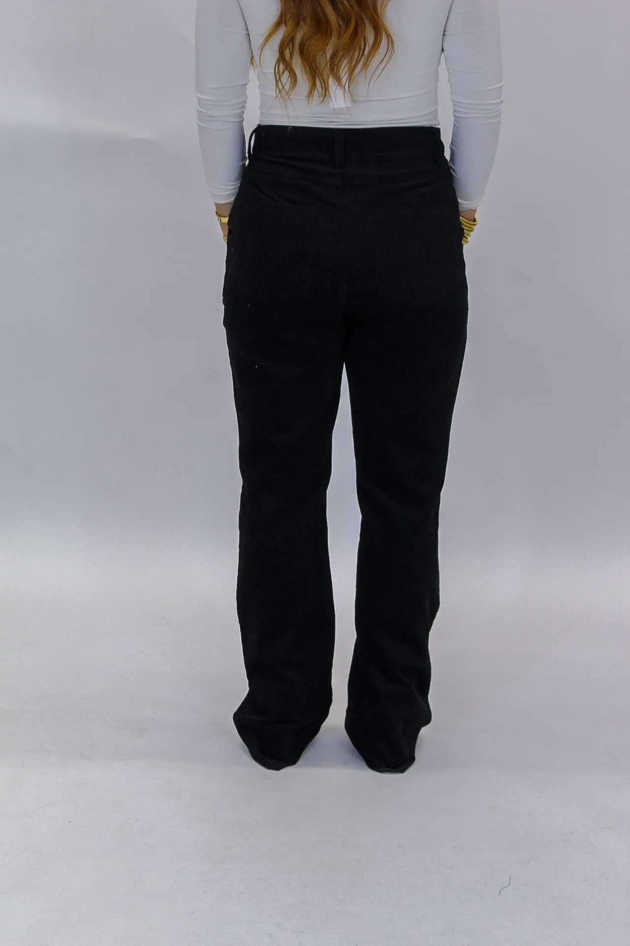Noca Corduroy Flare Pants-Black