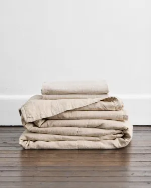 Oatmeal 100% French Flax Linen Quilt Set