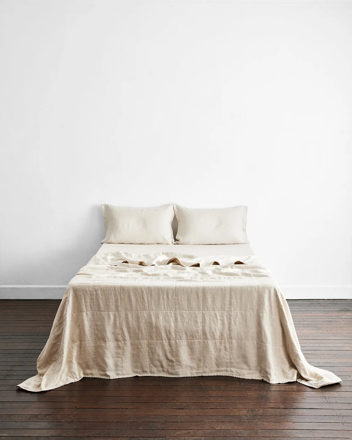 Oatmeal 100% French Flax Linen Quilt Set