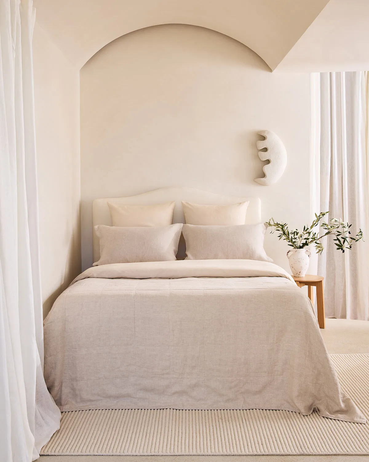 Oatmeal 100% French Flax Linen Quilt Set