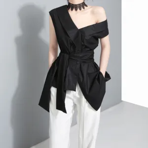 One off shoulder wrap top