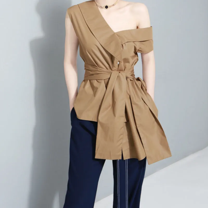 One off shoulder wrap top