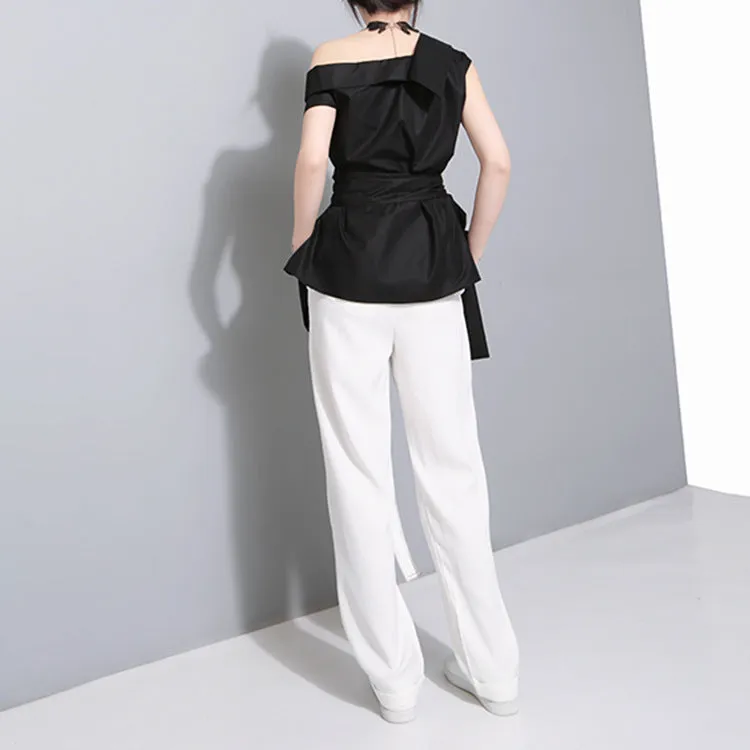 One off shoulder wrap top