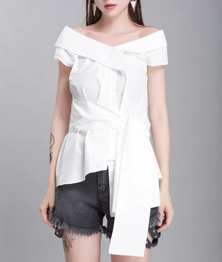 One off shoulder wrap top