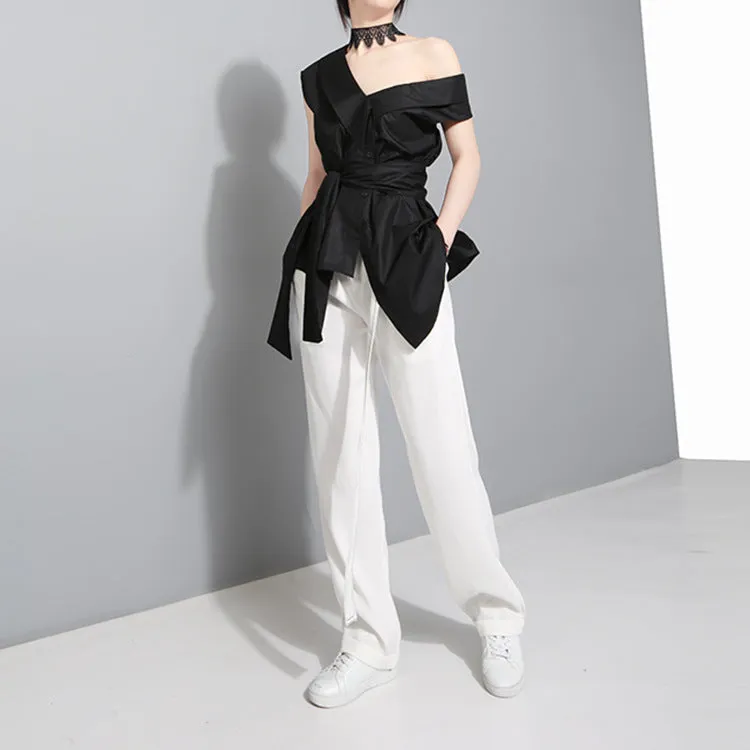 One off shoulder wrap top