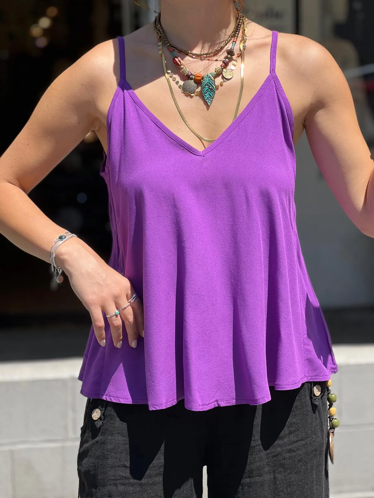 Orange Viscose Tunic with Adjustable Strap