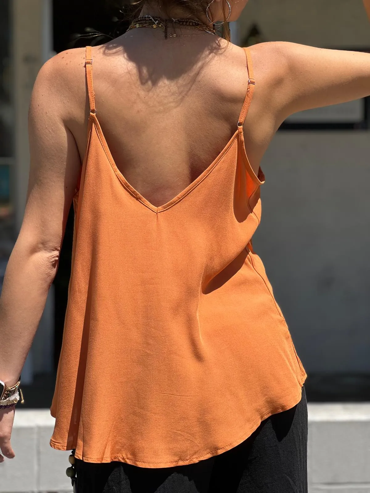Orange Viscose Tunic with Adjustable Strap