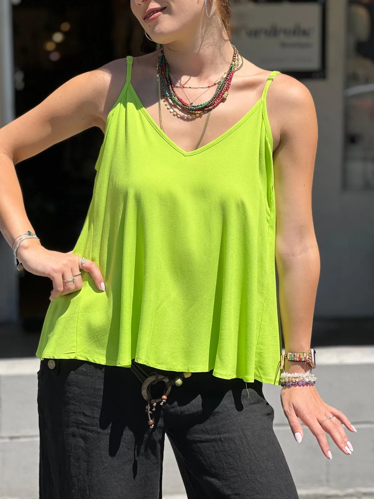 Orange Viscose Tunic with Adjustable Strap