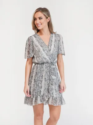 Pamela Scott Animal Print Faux Wrap Dress