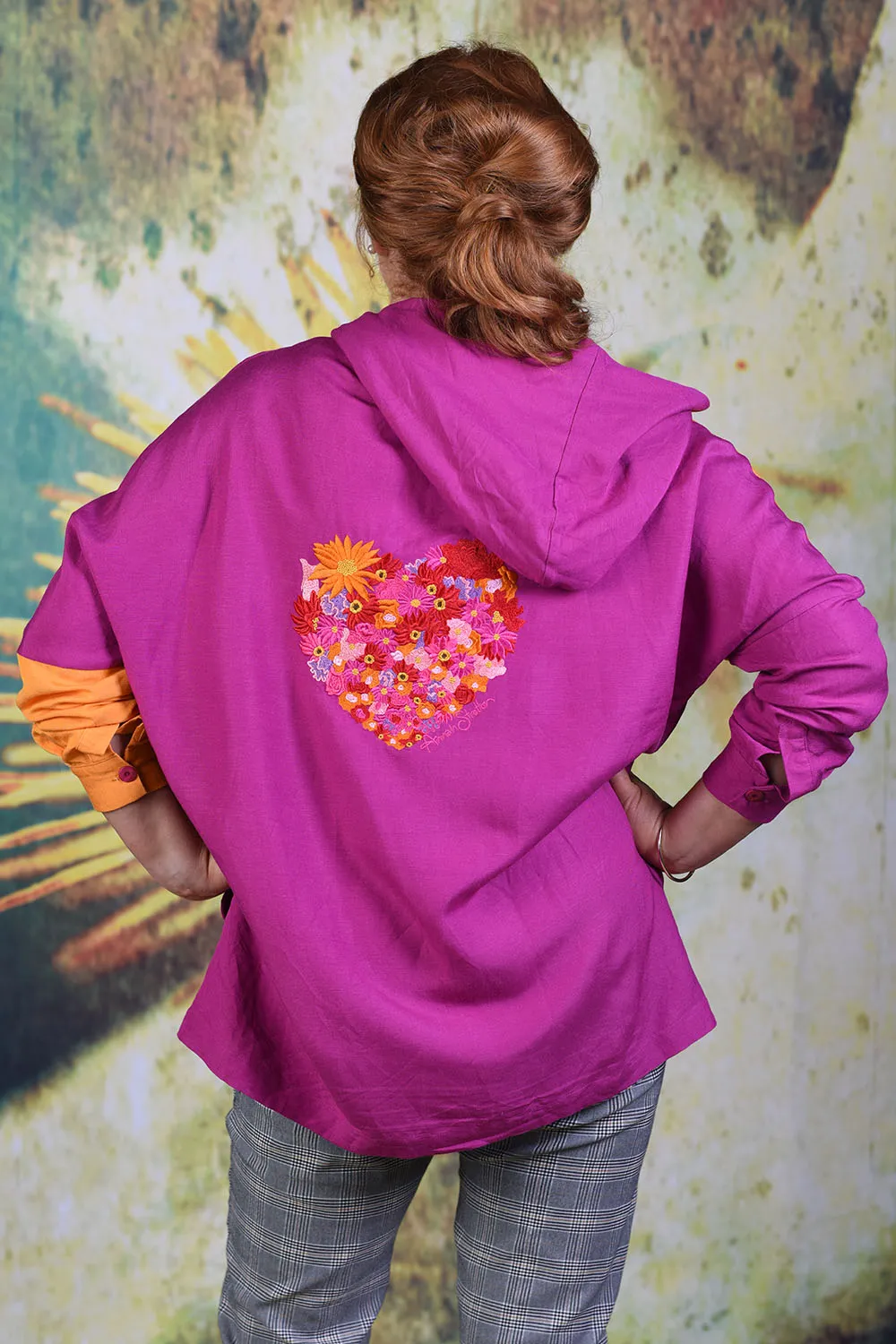 Periwinkle Hooded Linen Shirt - Cerise - SALE