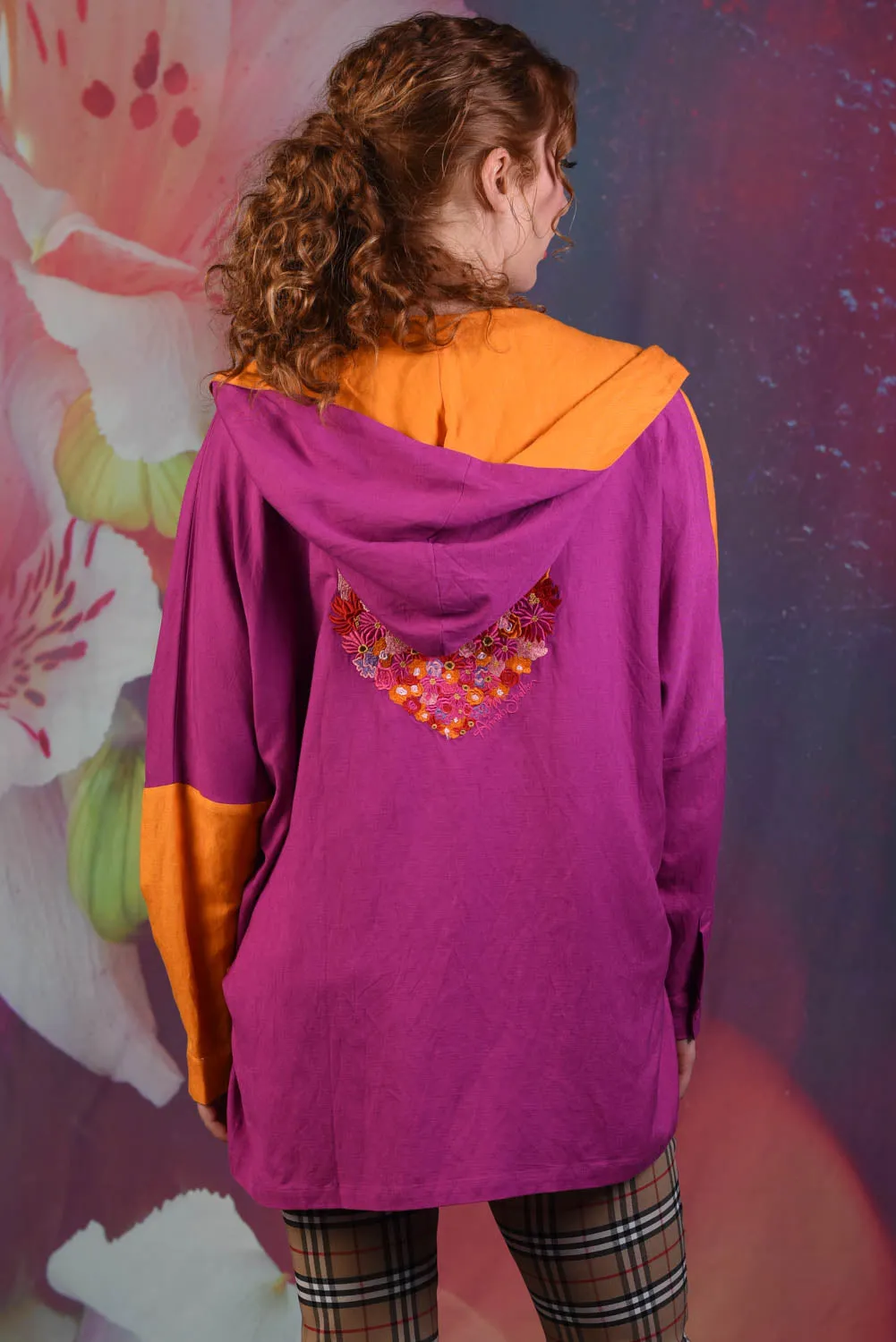 Periwinkle Hooded Linen Shirt - Cerise - SALE
