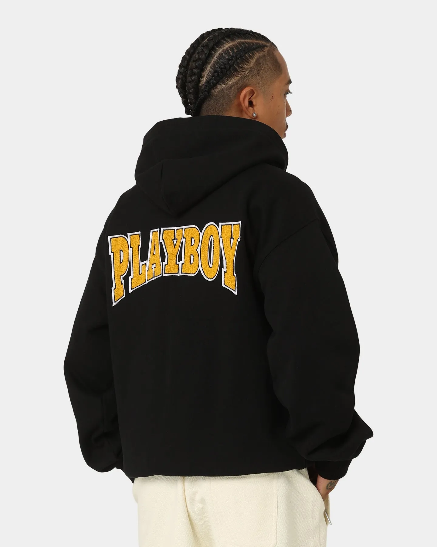Playboy By CK Full Zip Varsity Hoodie Black