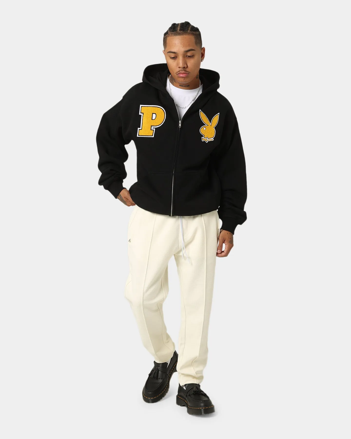 Playboy By CK Full Zip Varsity Hoodie Black