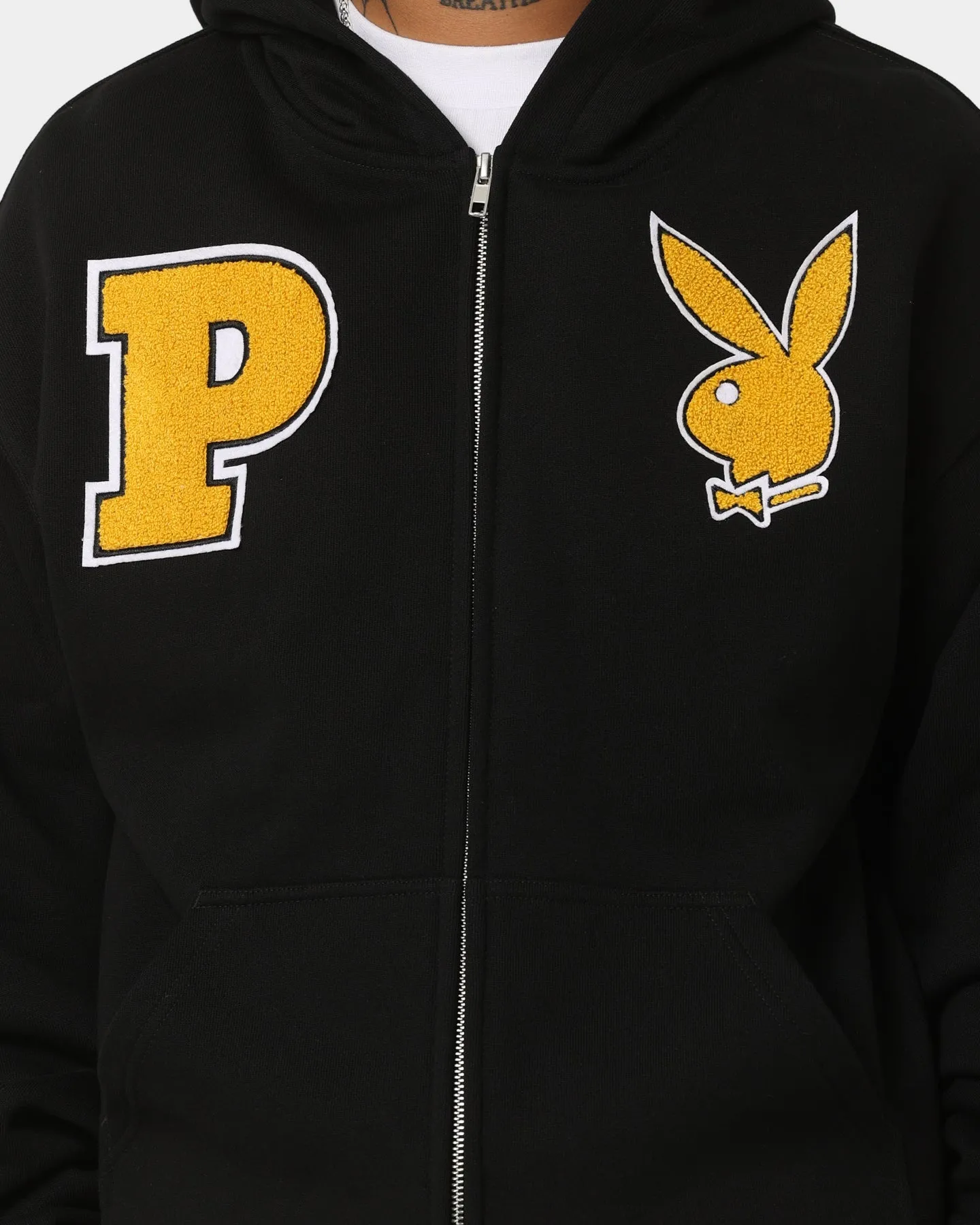 Playboy By CK Full Zip Varsity Hoodie Black