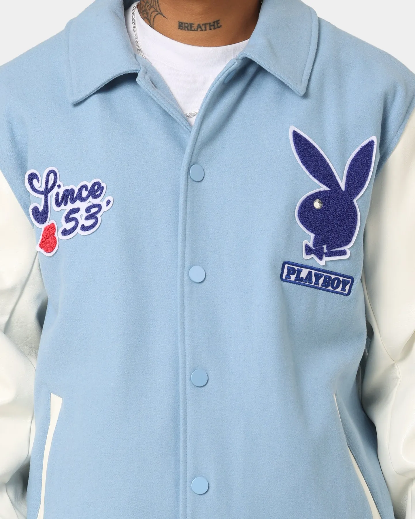 Playboy By CK Team Varsity Jacket Blue/Off White