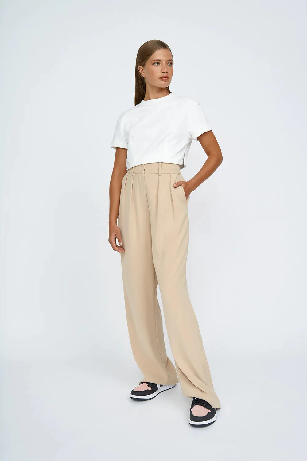 PLEAT FRONT PANT 1P2955 - SAND