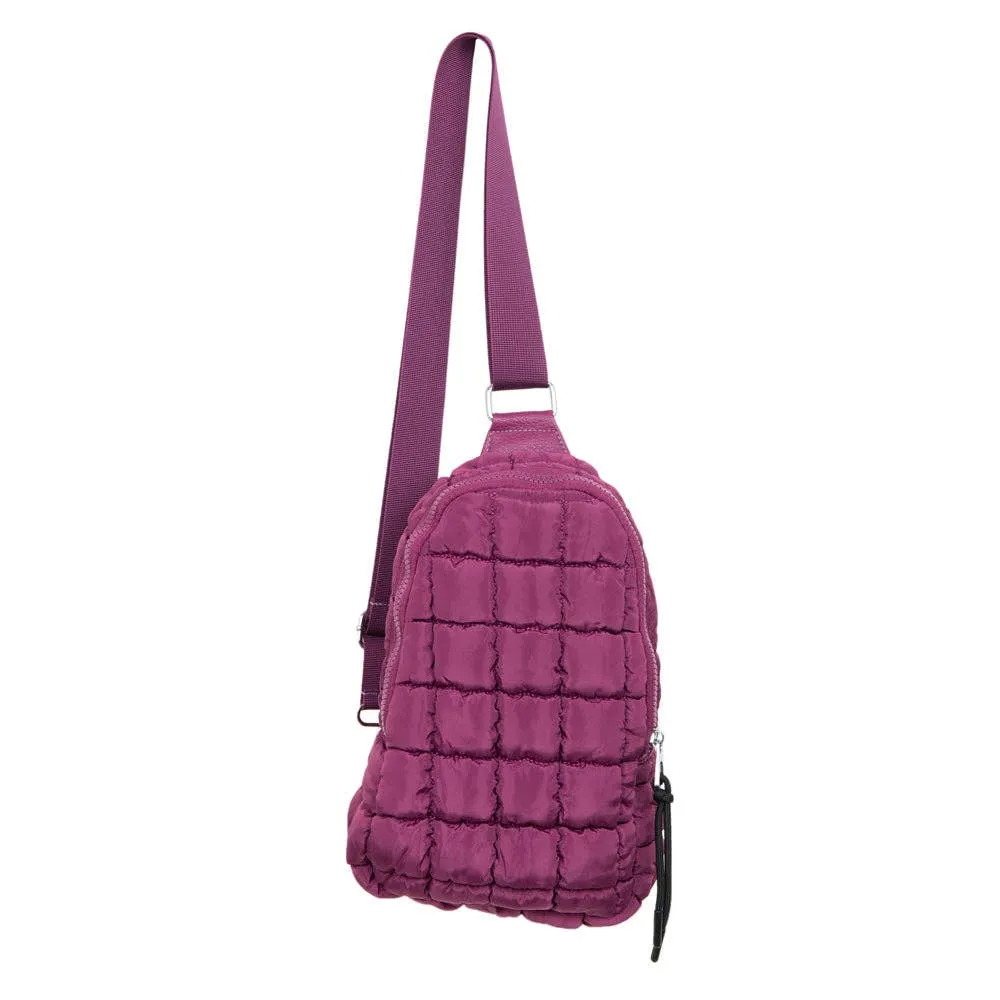 Plum Quilted Sling Bag for Women