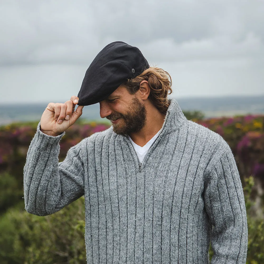 Pure Wool Harlem Flat Cap Black Wholesale Pack
