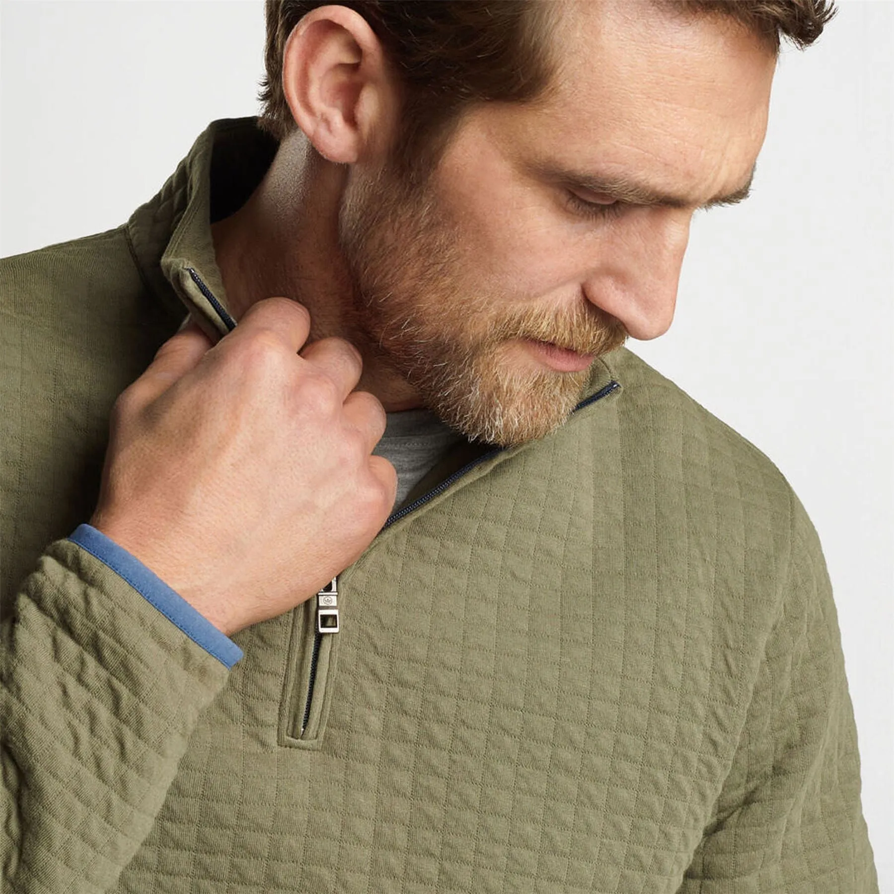 Quad Quilted Quarter Zip Mid Layer Military - AW24