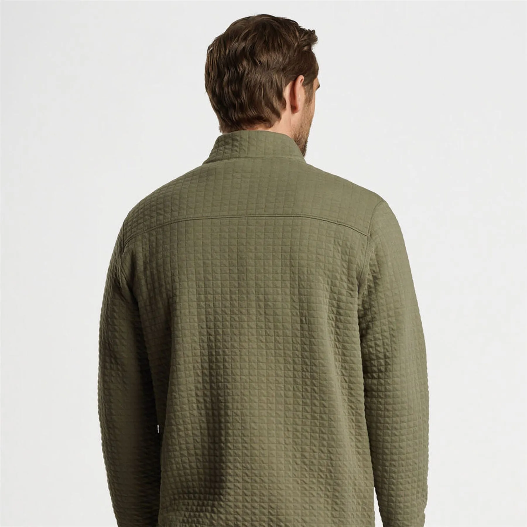 Quad Quilted Quarter Zip Mid Layer Military - AW24