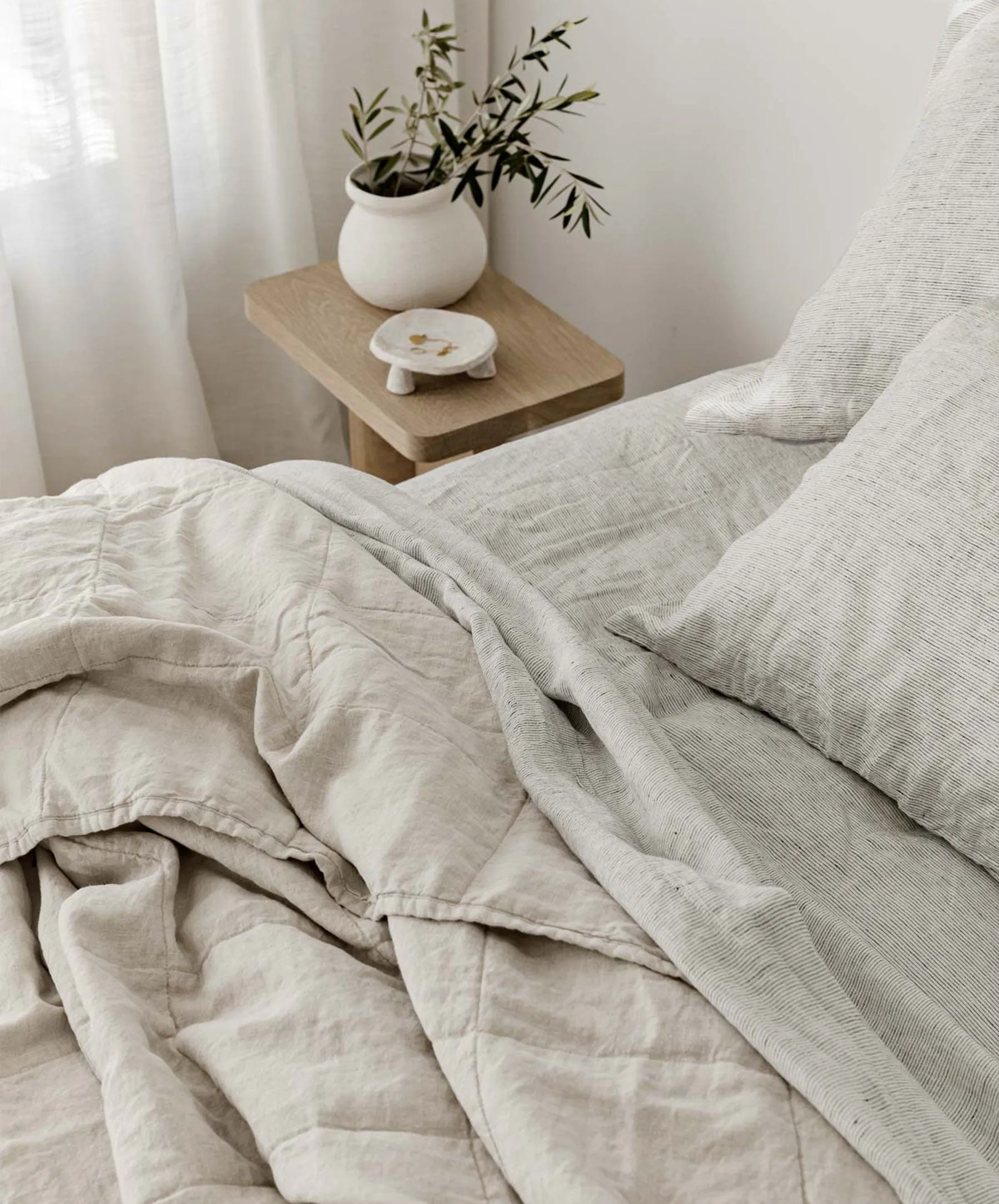 Quilted Bedcover - Natural