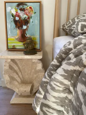 Quilted Blanket with Pillowcase - Stone Ikat