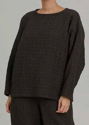 Quilted Boyfriend Pullover, Dark Grey