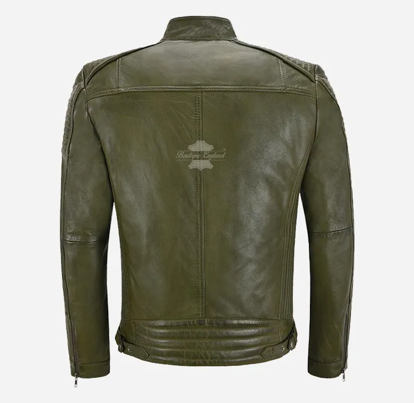 RAMBLE Mens Biker Style Leather Jacket Soft Real Leather Jacket