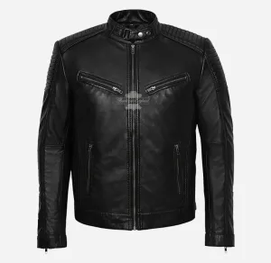 RAMBLE Mens Biker Style Leather Jacket Soft Real Leather Jacket
