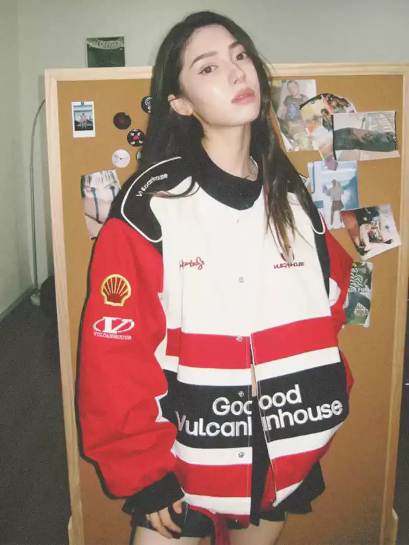 Red racing cotton jacket